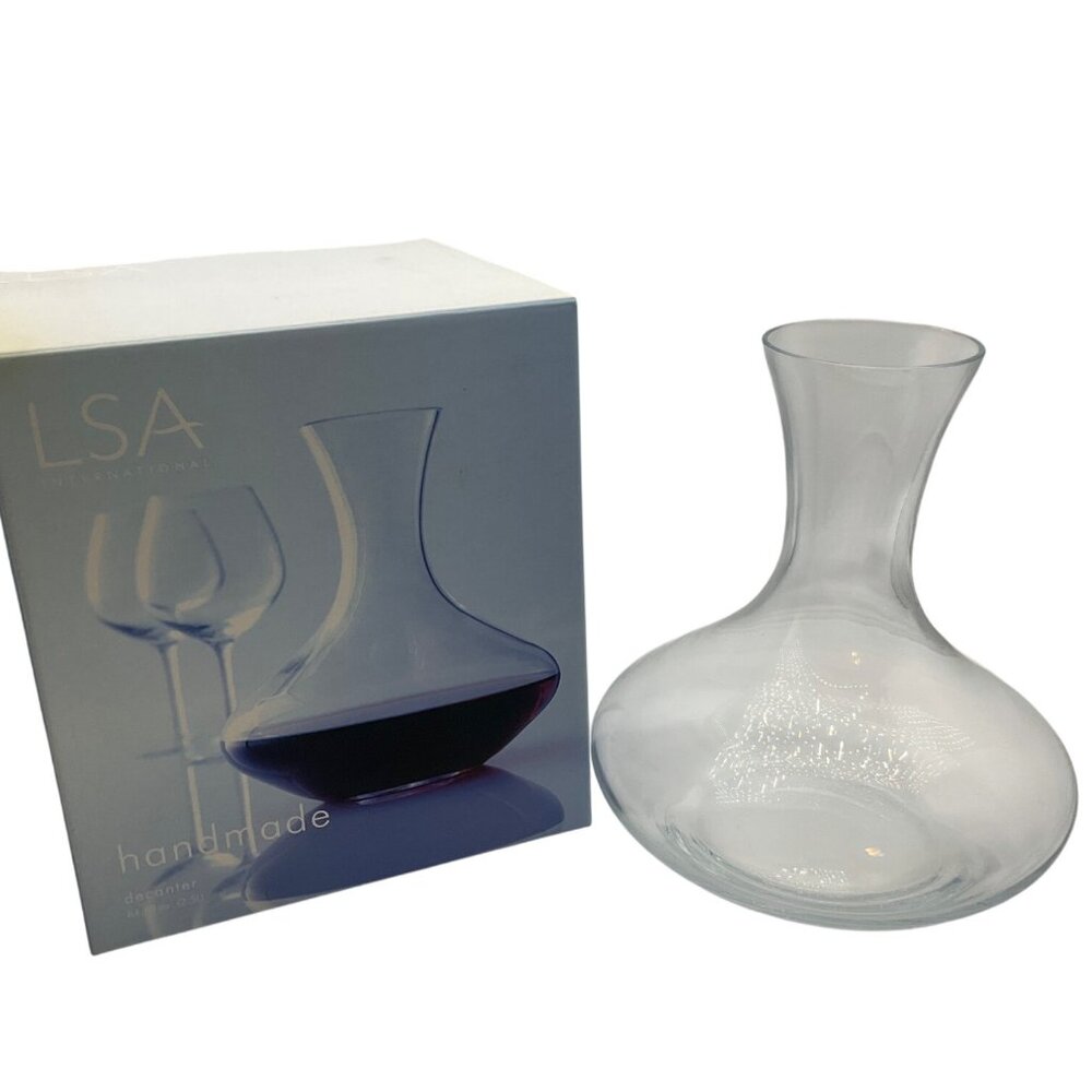 VTG LSA International Handmade Clear Glass Decanter Mouth-Blown Made Poland MCM